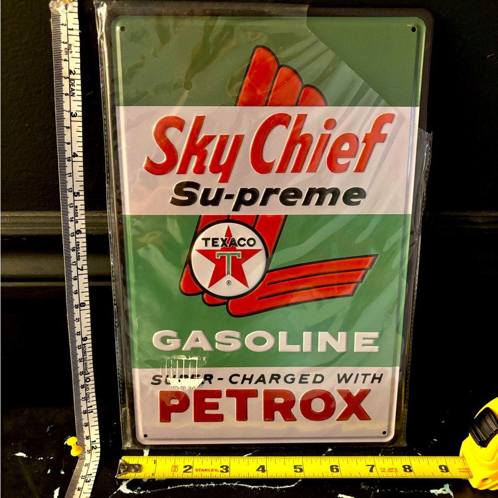 🌅3/$20 Retro Metal Sign - 8” x 12” Tin Sign - Vintage Look - Sky Chief Texaco